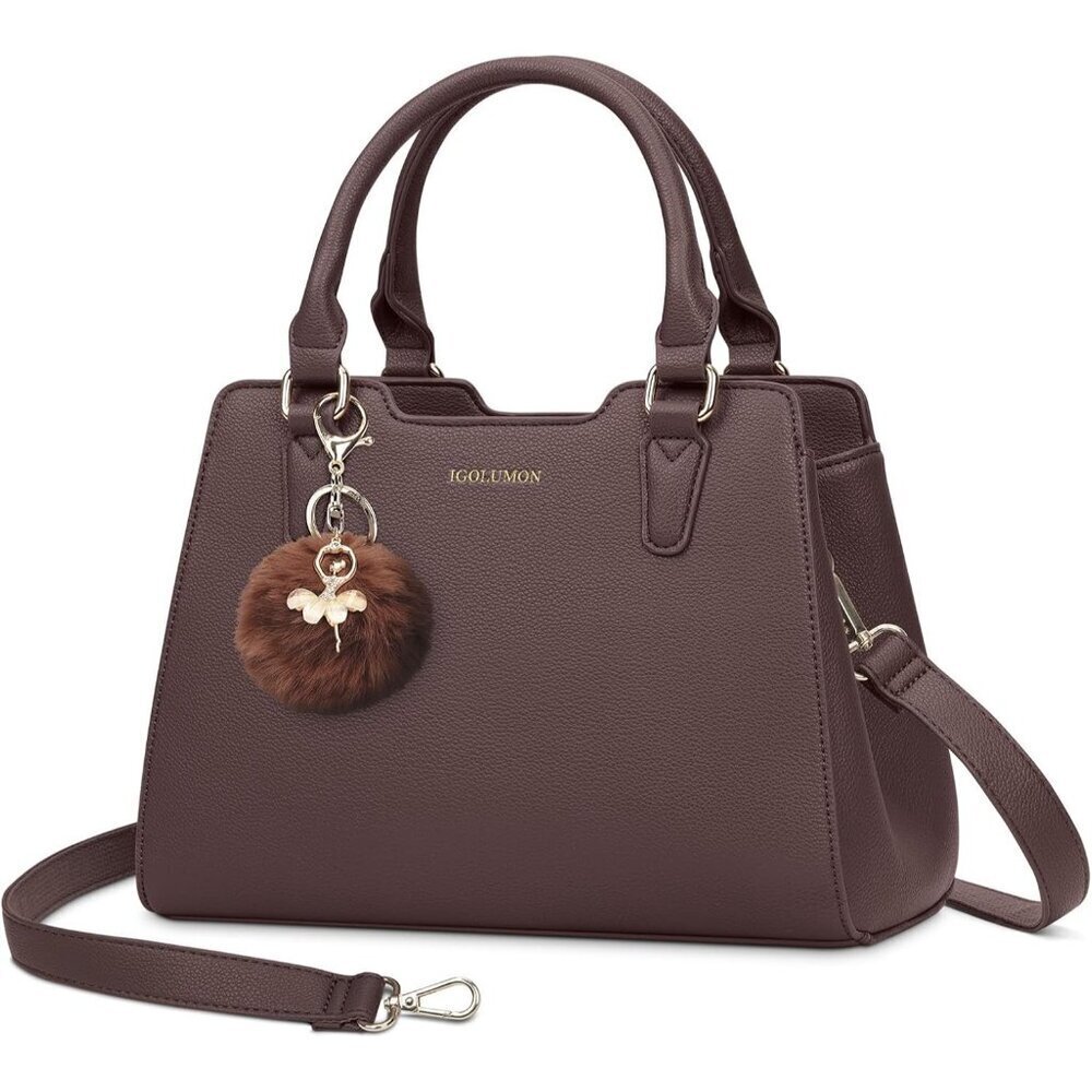Women Coffee PU leather Top-Handle Waterproof Anti Theft Leather Purses Handbag